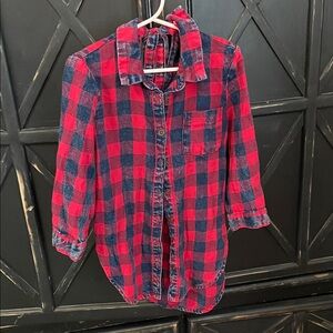 GB Girls Red and Blue Plaid Button Down Shirt